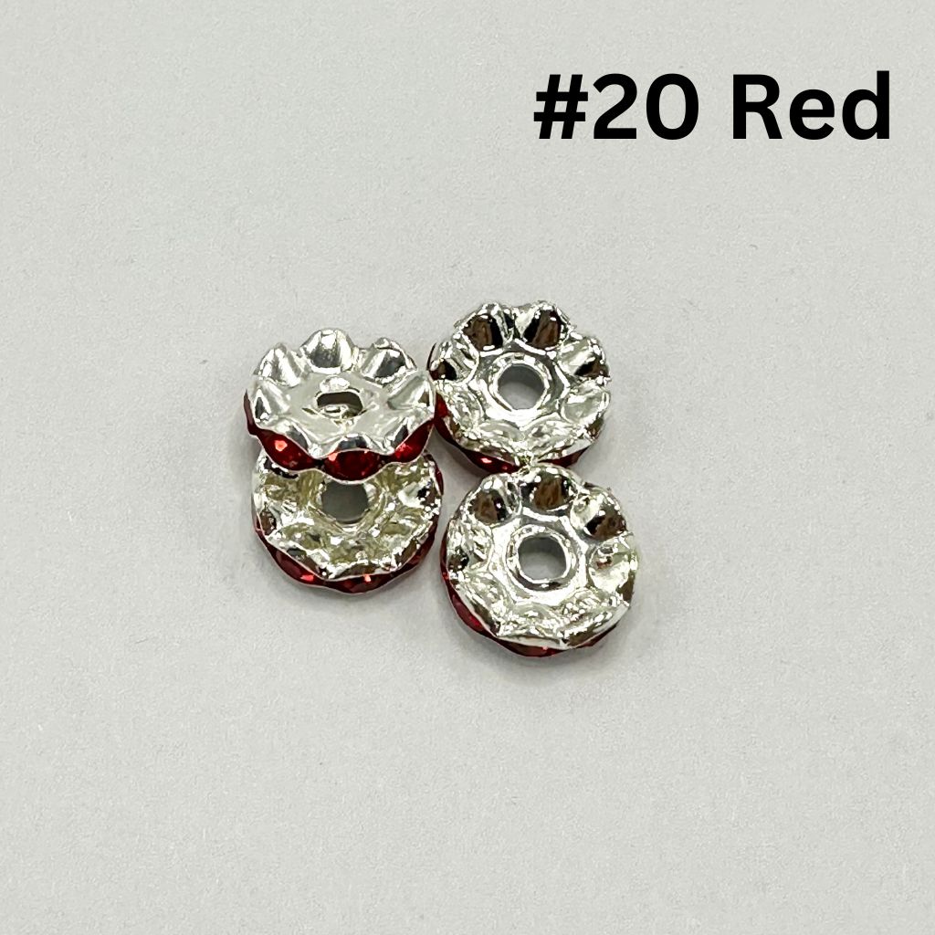 Metal Wavy Spacers with Rhinestones in Solid Colors, 12MM