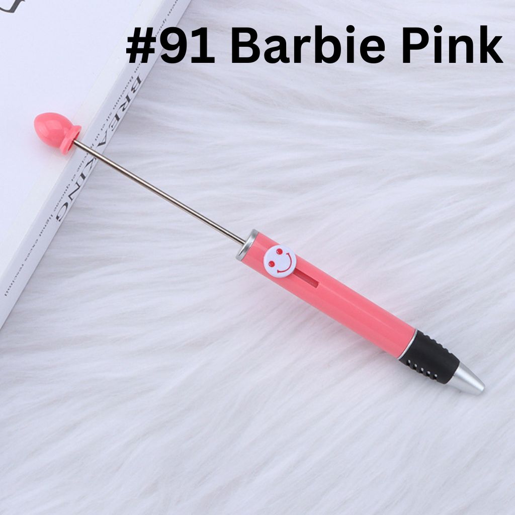 Fashionable DIY Plastic  Beadable Pen with Smile Emoji in Solid Colors