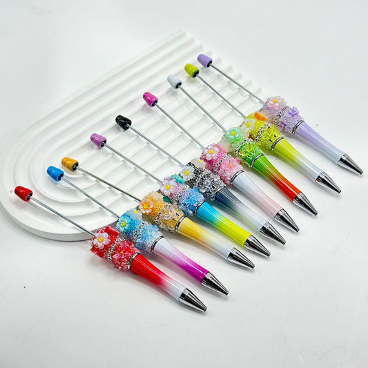 Sugar Wrap Beadable Pens in Ombre Colors with Resin Small Flowers Butterflies and Clear Rhinestones