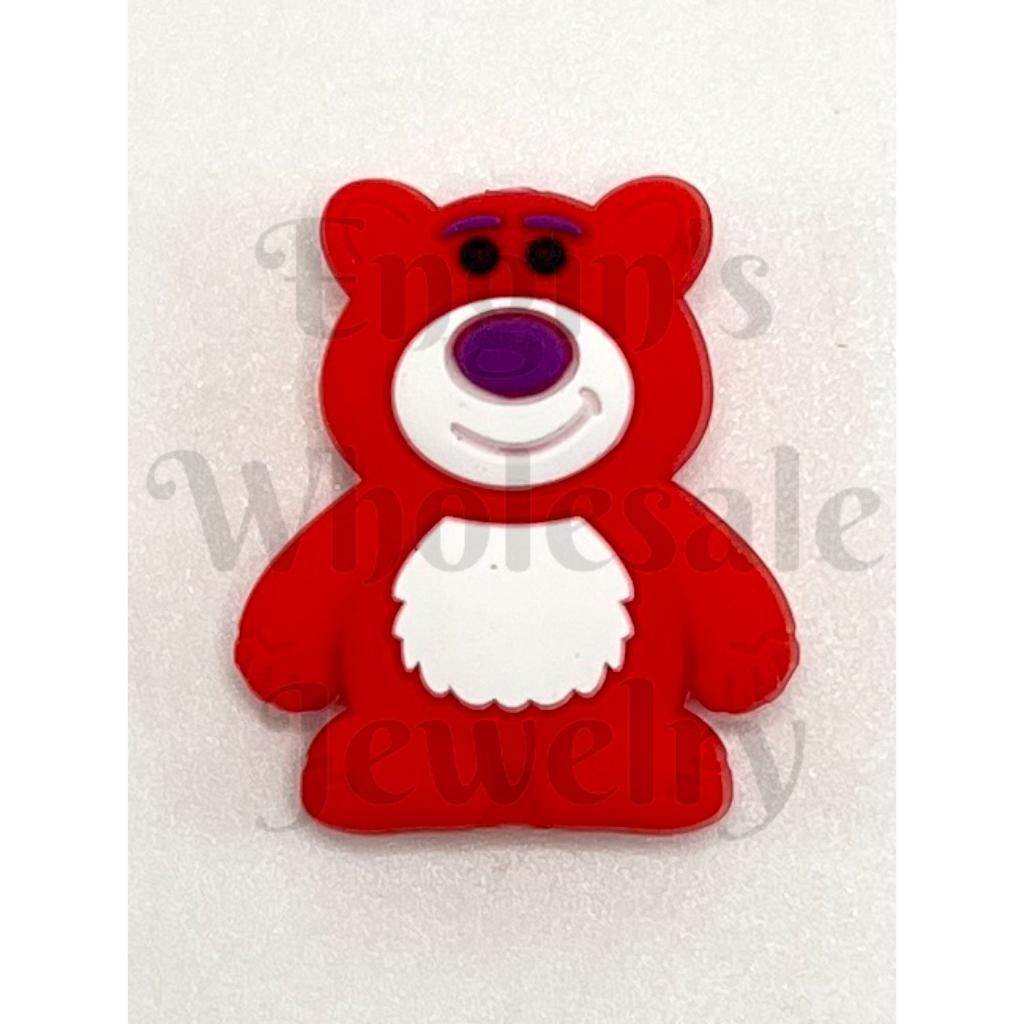 Red Strawberry Bear Silicone Focal Beads