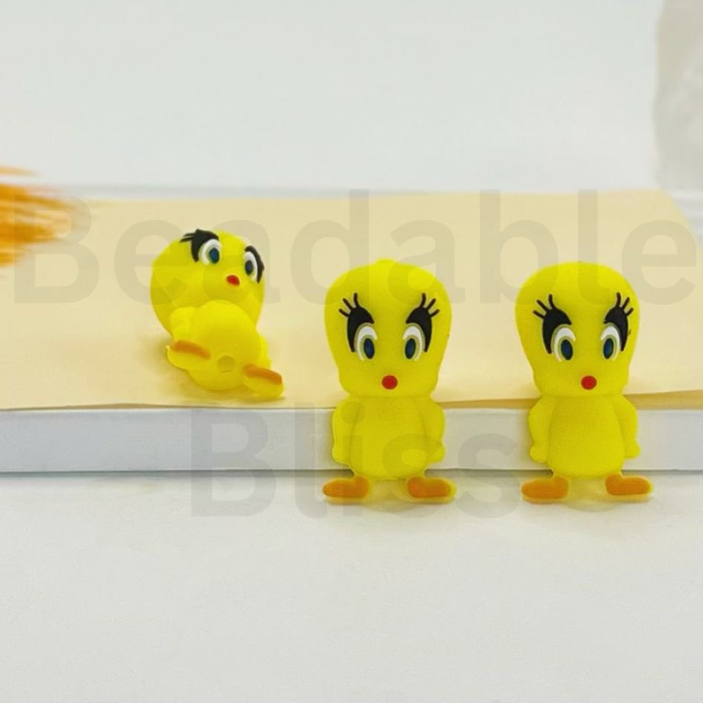 3D Cute Vivid Tweety Bird Cartoon Silicone Focal Beads