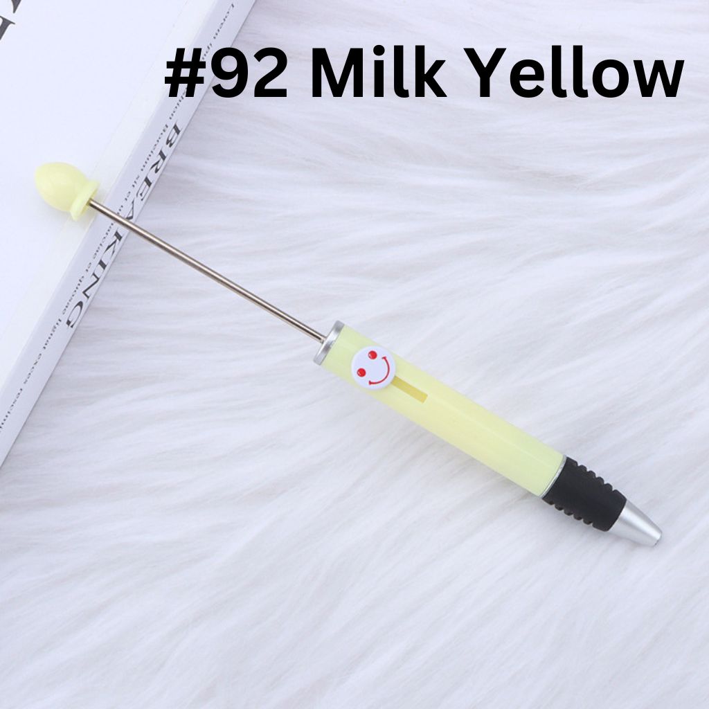 Fashionable DIY Plastic  Beadable Pen with Smile Emoji in Solid Colors