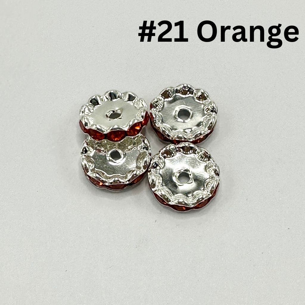 Metal Wavy Spacers with Rhinestones in Solid Colors, 12MM