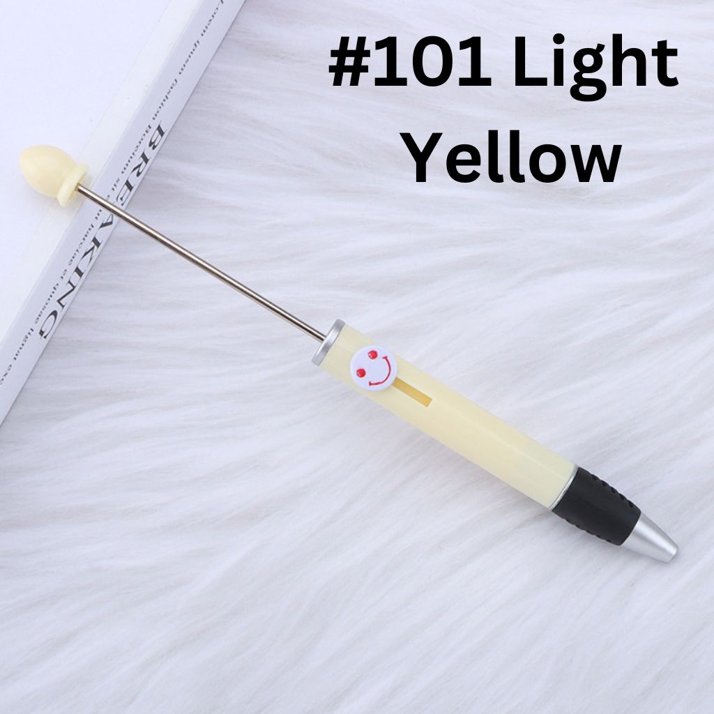 Fashionable DIY Plastic  Beadable Pen with Smile Emoji in Solid Colors