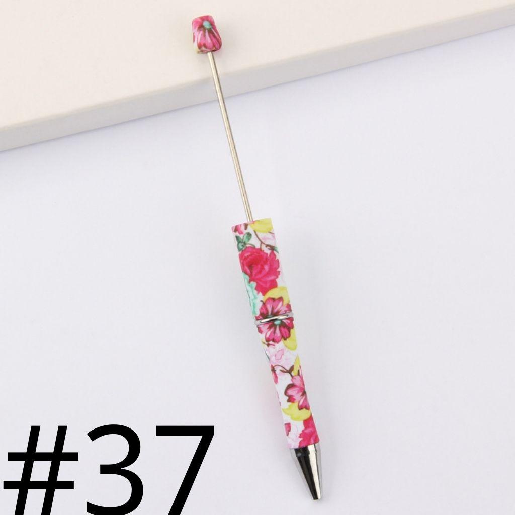 A Beautiful Red Flowers Printed Beadable Pens Number 37