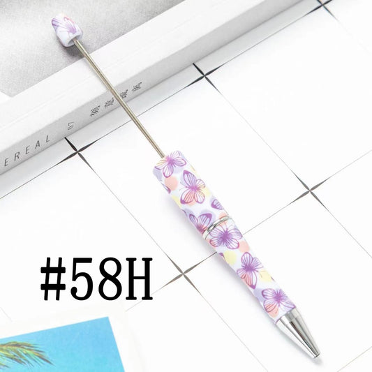 Cute Pink and Purple Butterflies Printed Beadable Pens Number 58H