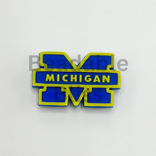 Football Michigan Wolvorines Team Silicone Focal Beads