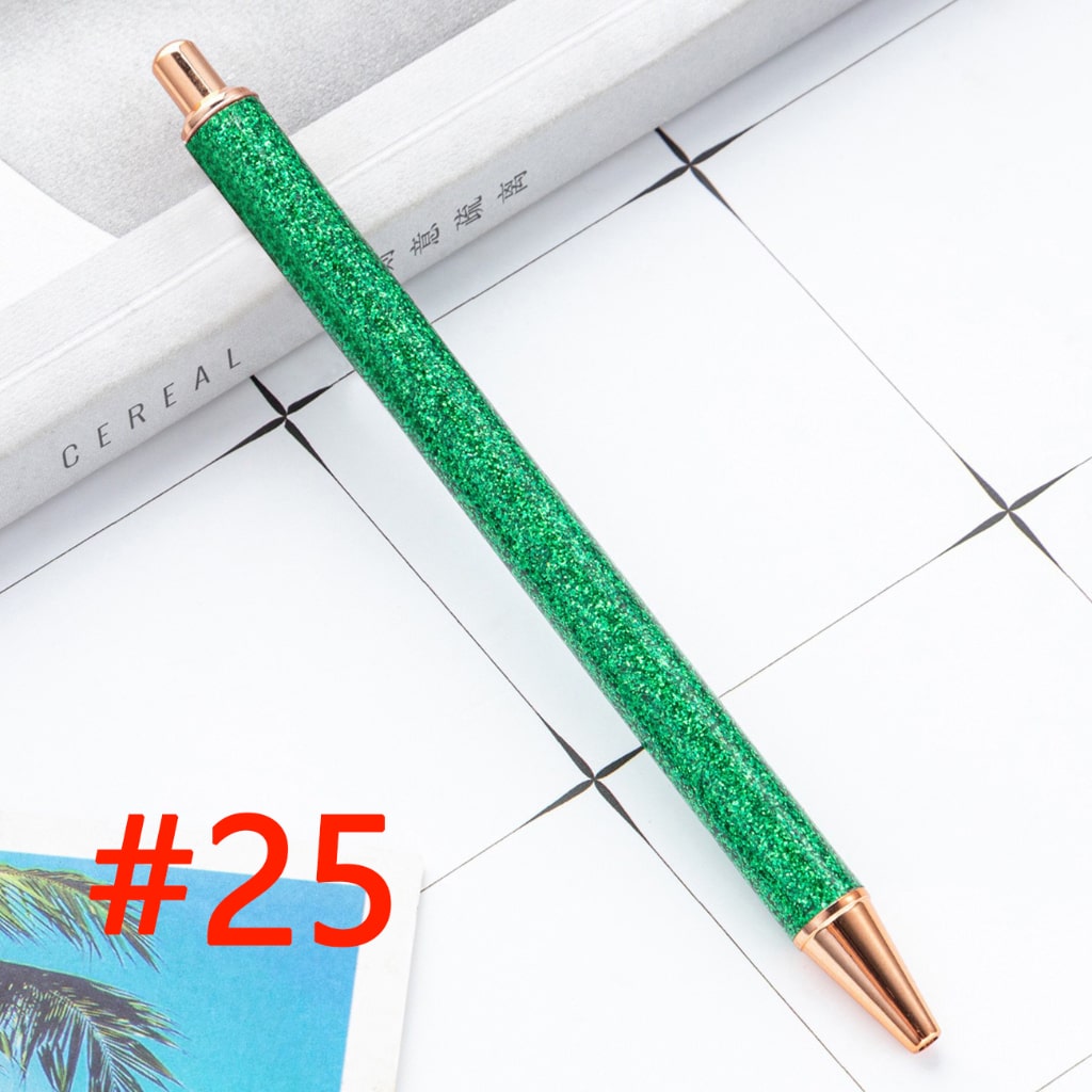 Sublimation Ballpoint Pen, Push Ballpoint Pen with Glitter Effect in Gold Color