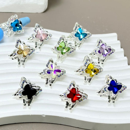 Exquisite Silver Alloy Butterfly with AB Mini Rhinestones Bright Color Butterfly Diamond, Around 15*18MM, Please Read the Description