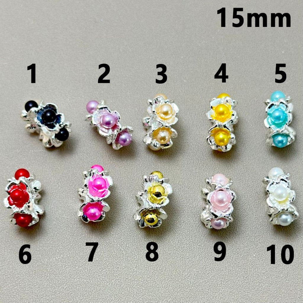 Exquisite Silver Metal Alloy Flower Colorful Pearls Inside Spacer, 15MM, Please Read the Description