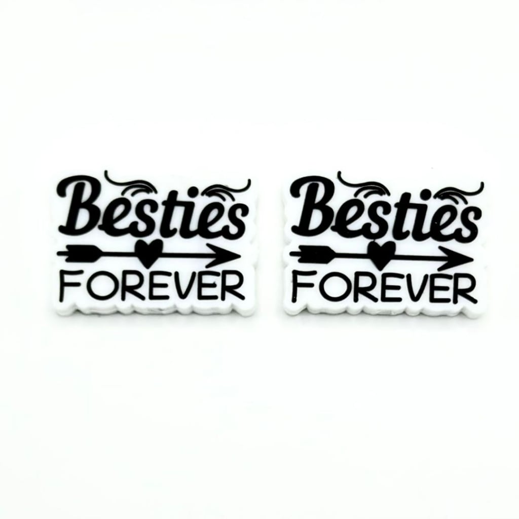 Besties Forever Arrow Heart Love Valentines Silicone Focal Beads