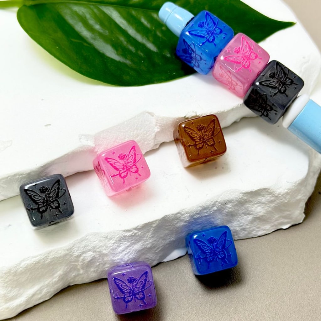 Multi-Color Butterfly Prints Cube Square Acrylic Beads, 14MM, Please Read the Description