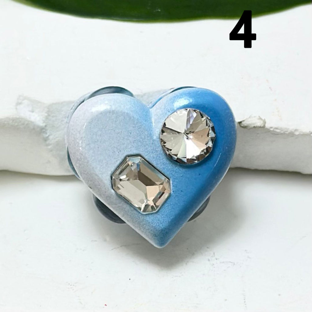 Fancy Ombre Blue Series Alloy Heart Square Rectangle with Shiny Rhinestones Pearls Clay Beads