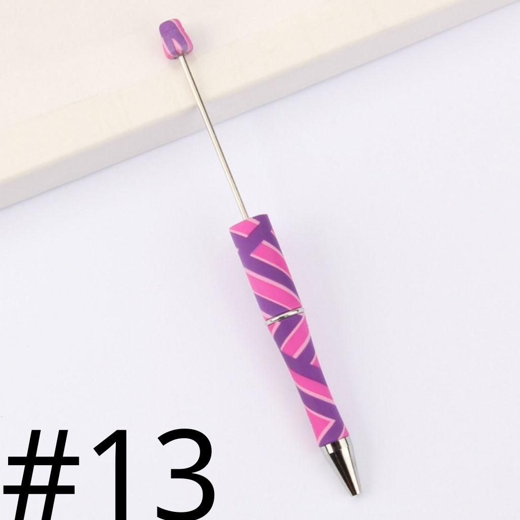 Pink and Purpl Stripes Printed Beadable Pens Number 13