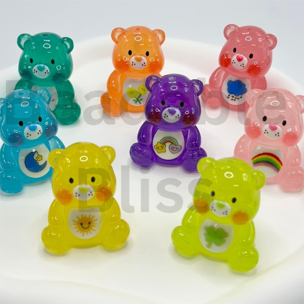 Translucent Cute Bear Acrylic Beads, Random Mix Color