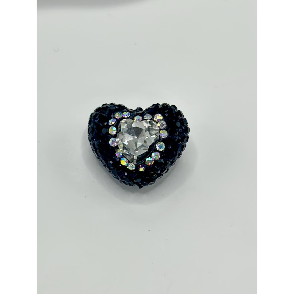 Bling Bling Sparkling Heart Clay Beads with Colorful Rhinestones, 20mm by 26mm