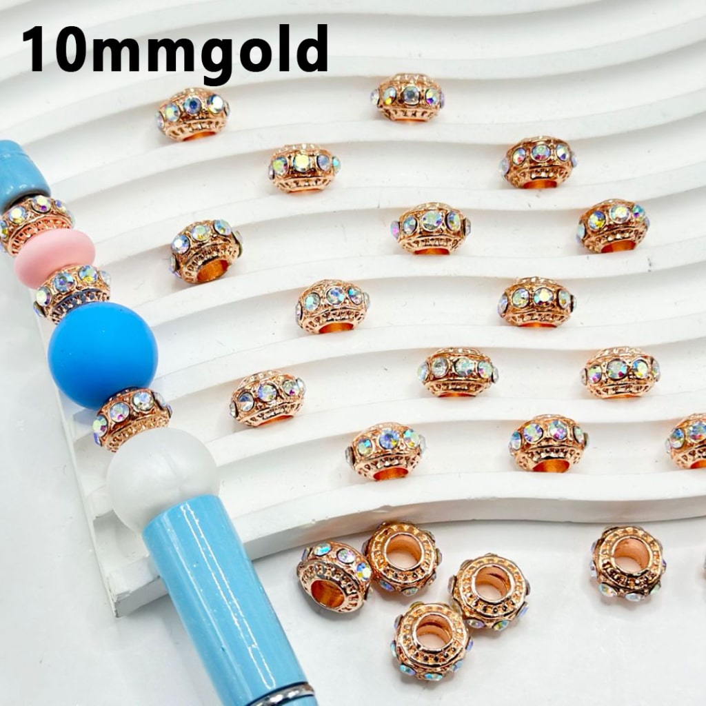 Bling Bling Metal Wheel Abacus Spacer with Large Hole AB Rhinestones, 10MM