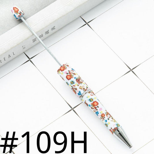 Christmas Colorful Flowers Printed Beadable Pens Number 109H