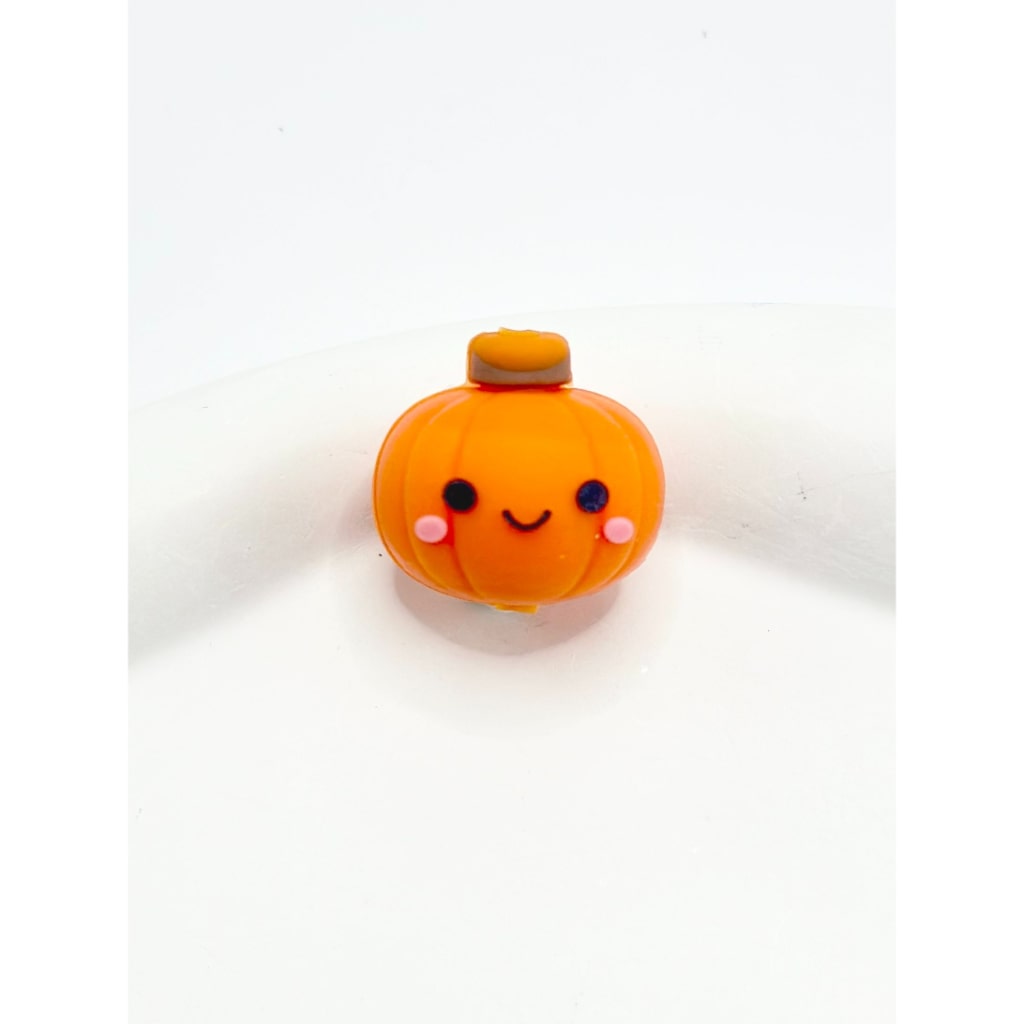 Pumpkin Beads, 3D Cute Pumpkin with Smiling Face Silicone Focal Beads