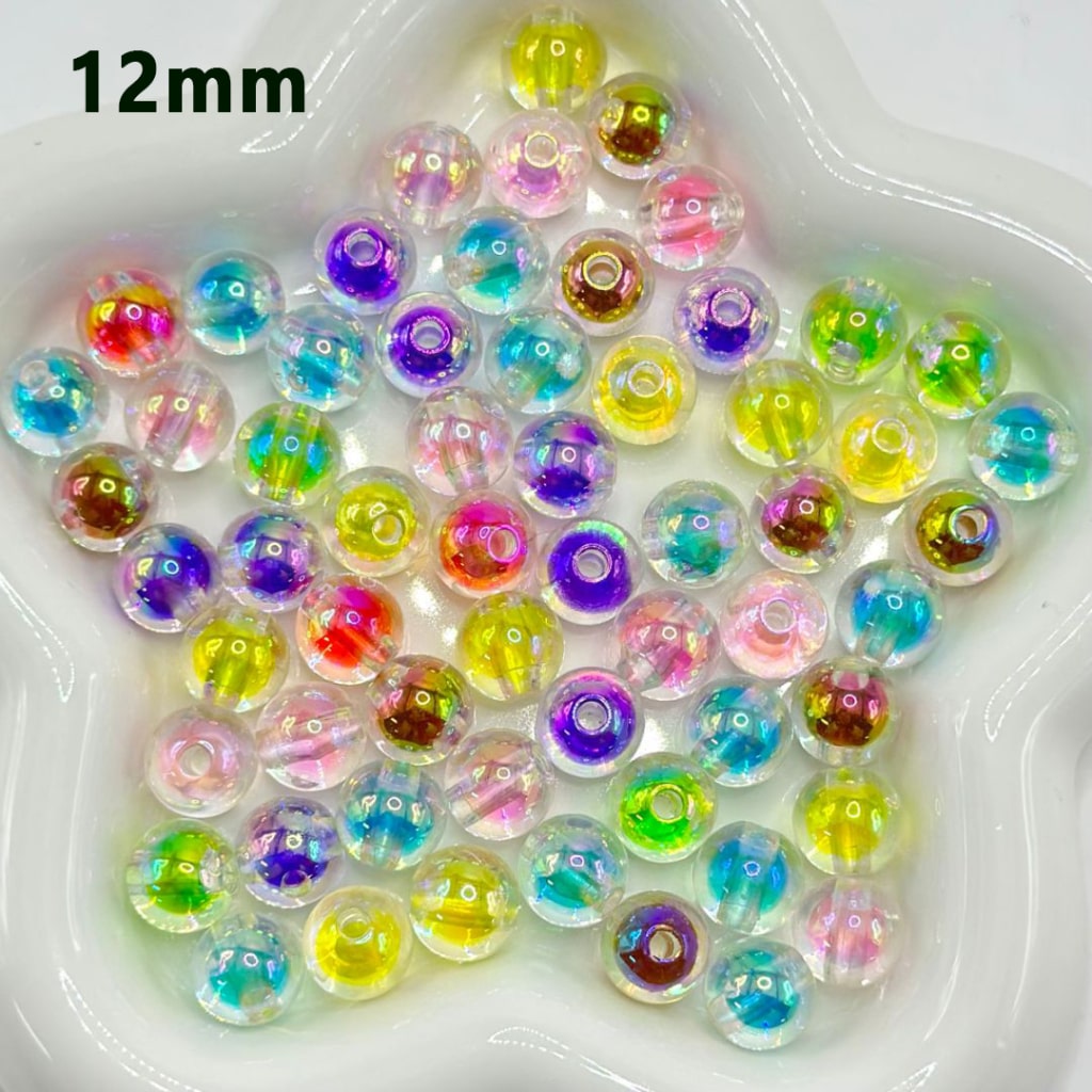 Colorful Double Layer Clear Acrylic Beads, Random Mix Color