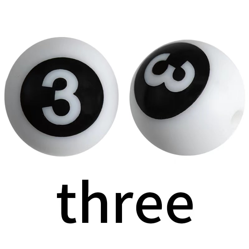 Numbers Printed Silicone Focal Beads 15mm