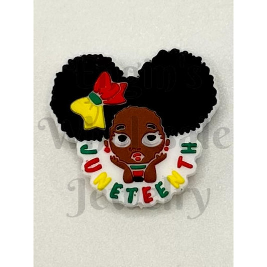 Juneteenth Black Girl Baby Silicone Focal Beads