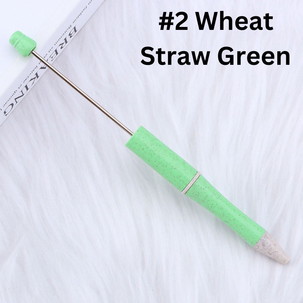 Environmental Wheat Straw Theme DIY Plastic Beadable Pen in Solid Colors, 147MM