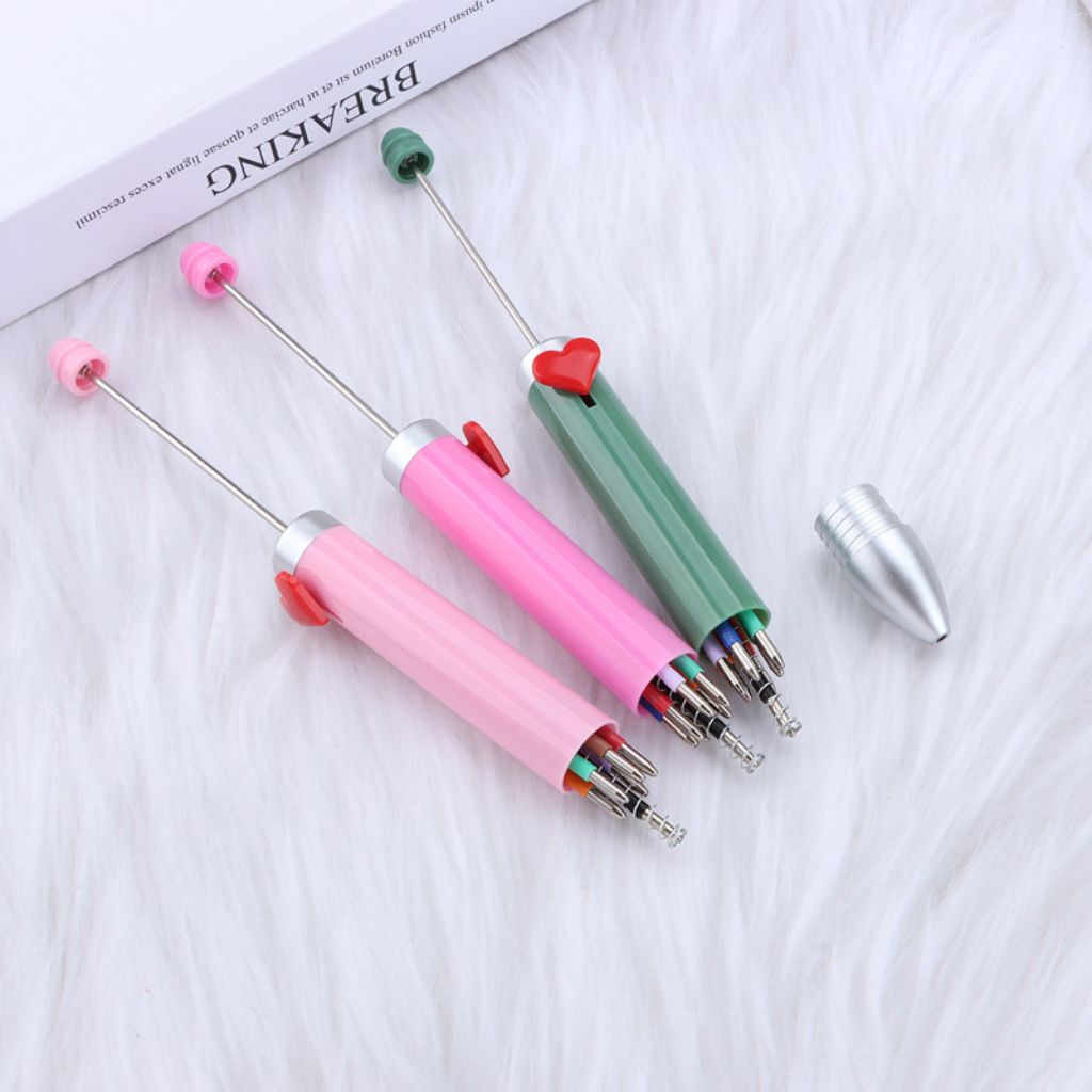 New Style DIY Beadable Pen with 7-Color Refills in Solid Color, 155MM