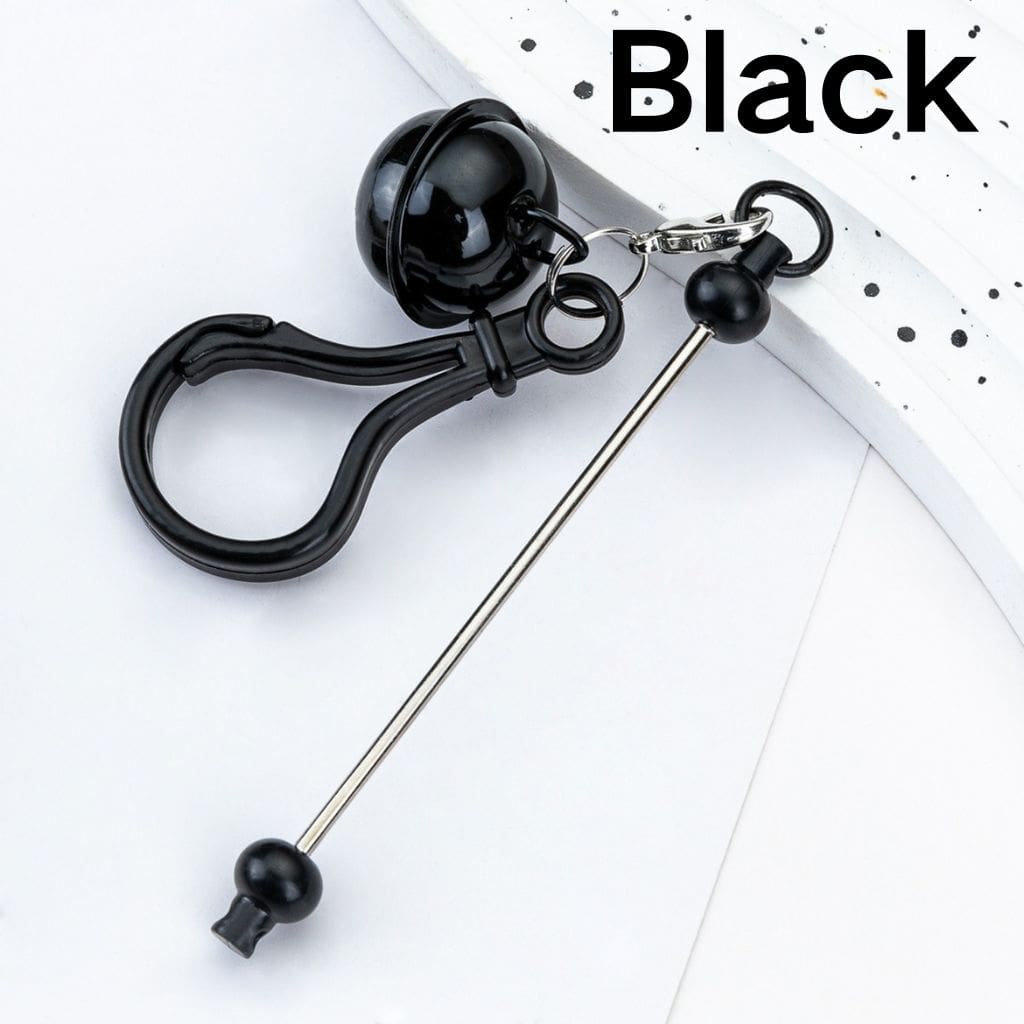 DIY Beadable Keychain with Bar Karabiner Carabiner Hook Bell in Solid Color, 153MM