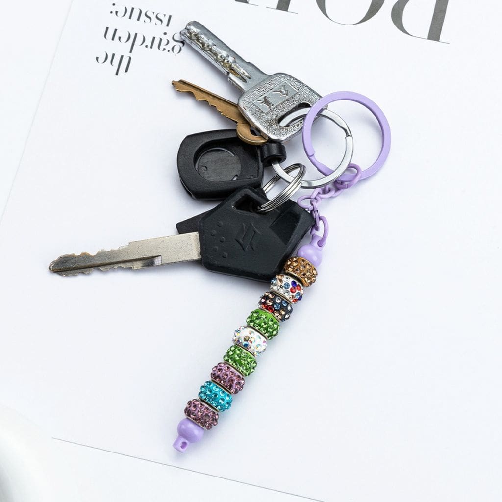 New Style DIY Beadable Metal Keychain with Bar in Solid Color, 153MM