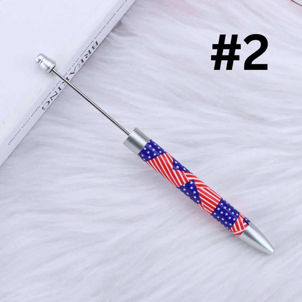 DIY Beadable Plastic USA America National Flags Printed Pens, 167MM