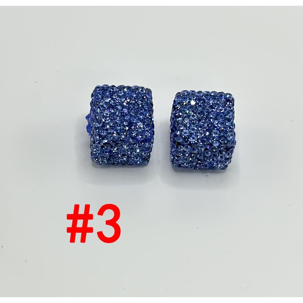 Cube Clay Beads with Rhinestones Square Fit On Pen Different Colors 14mm