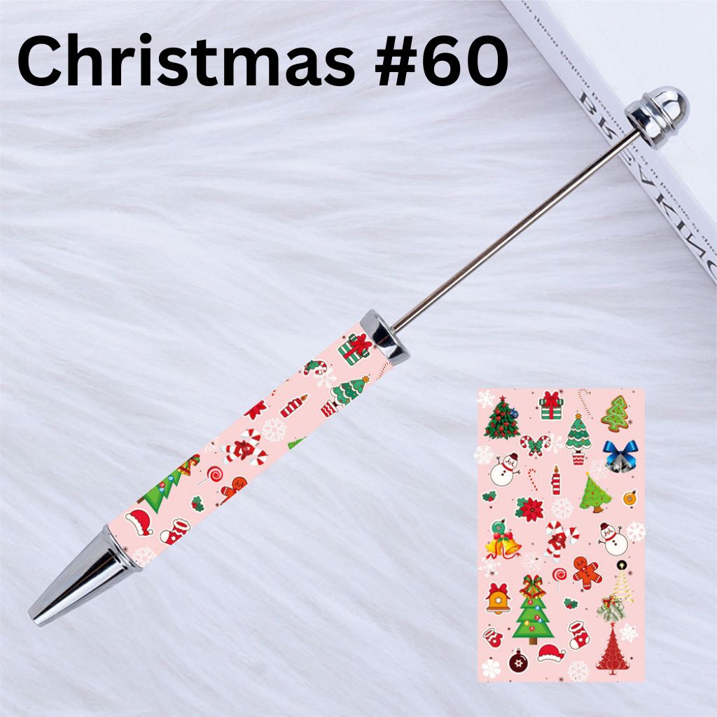 DIY Beadable Plastic Christmas Printed Pens, 149MM, Please Read the Description