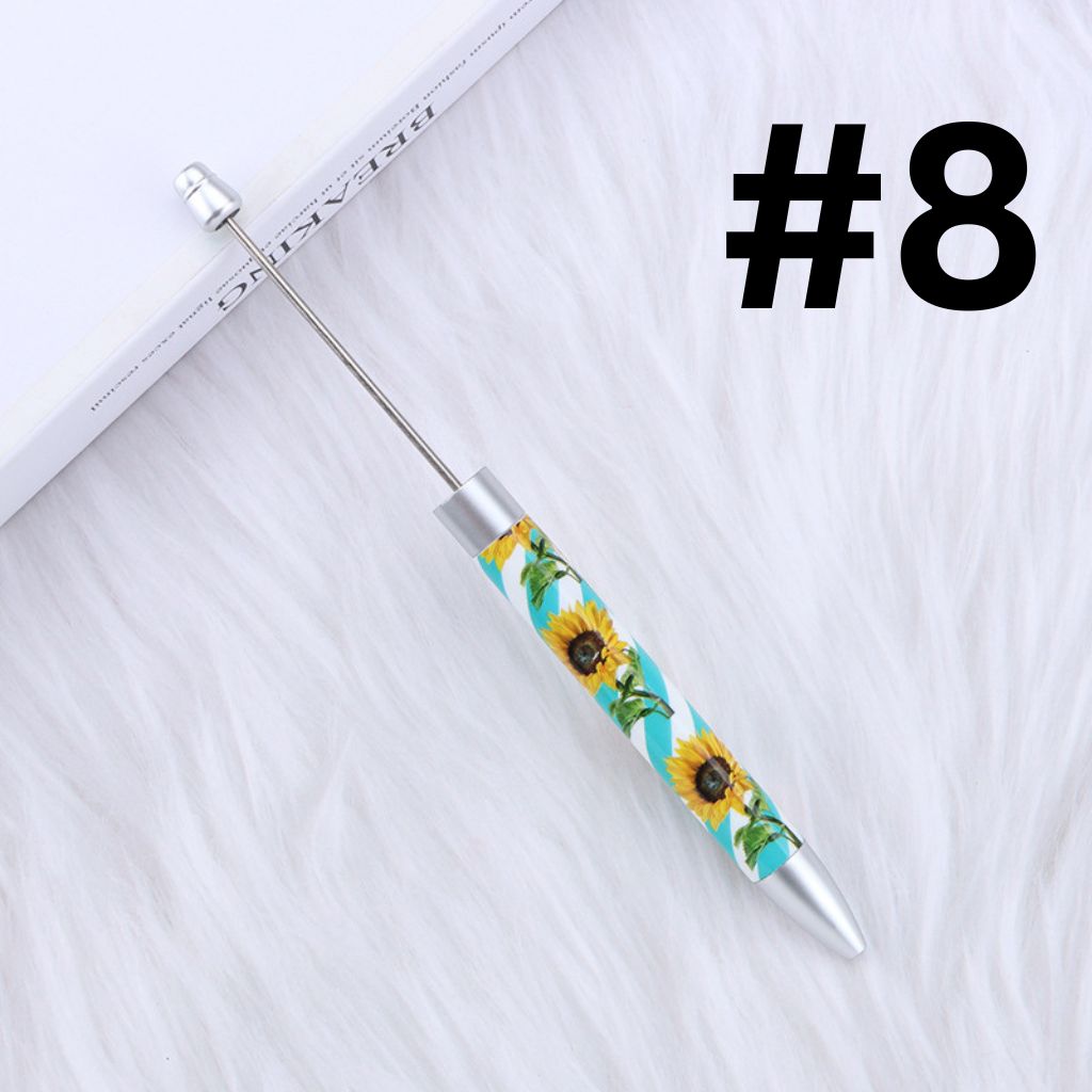 DIY Beadable Plastic Cute Sun Flowers Printed Pens, 167MM