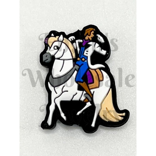 Cowboy with White Horse Silicone Focal Beads