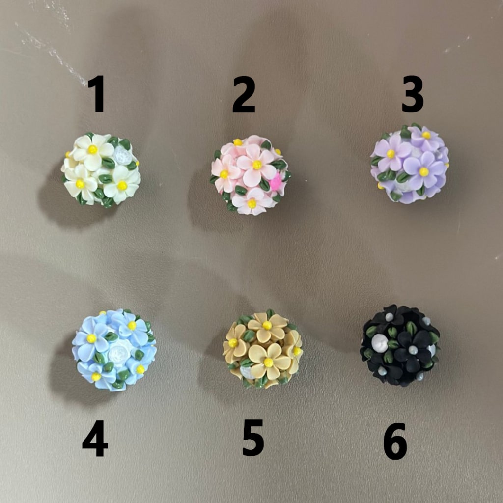 Multi-Color Cute Flowers Shiny Zircon Rhinestones Clay Beads, 20MM, Please Read the Description