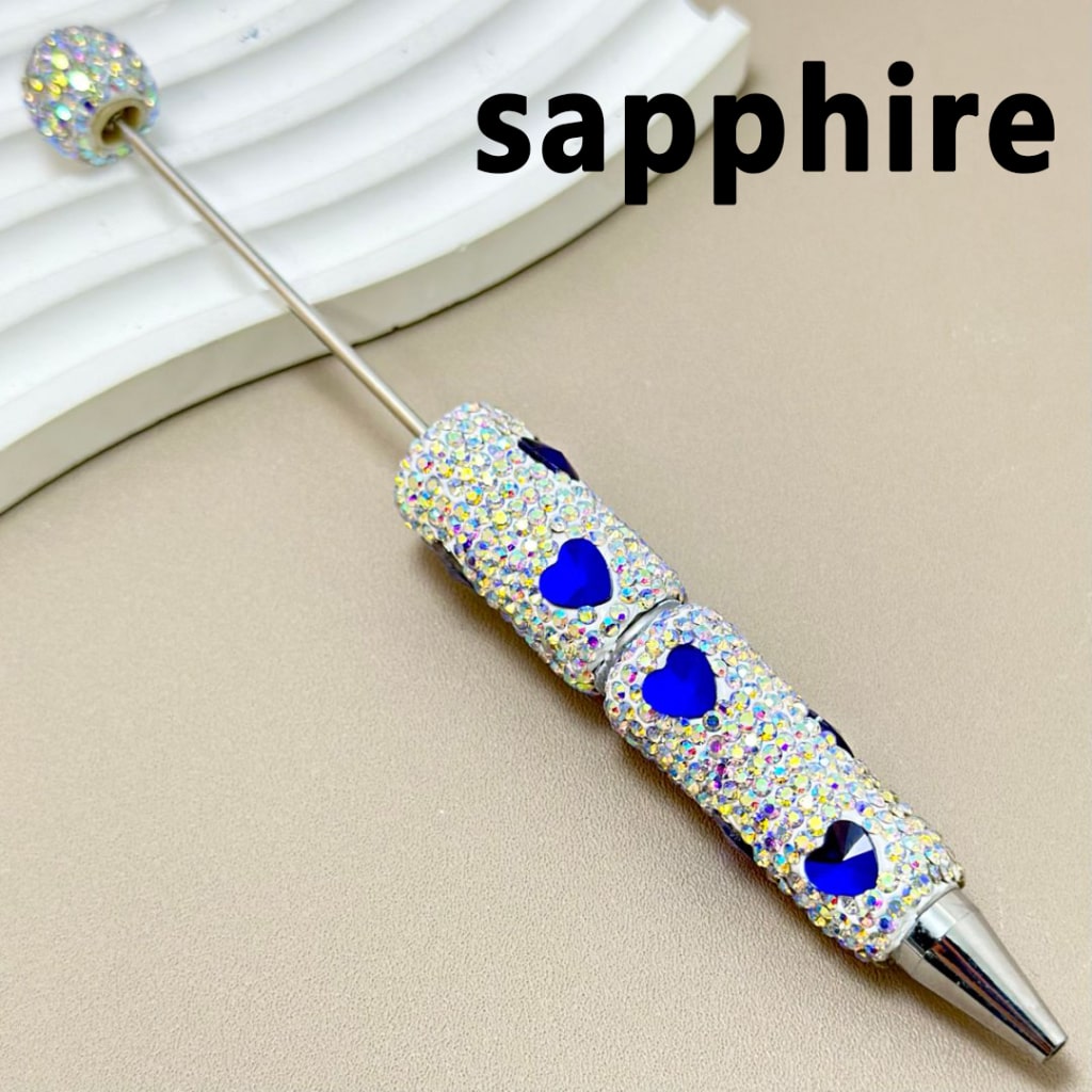 Beadable Clay Pens with Colorful Heart Rhinestones Mini AB Rhinestones Covered the Entire Pen