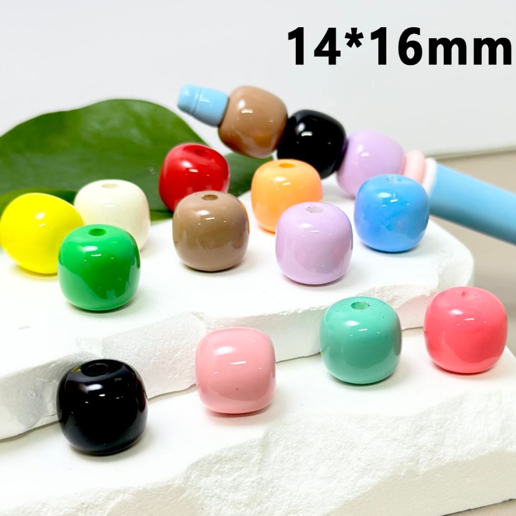 Solid Color Cylinder Shape Acrylic Beads, 14*16MM, Please Read the Description