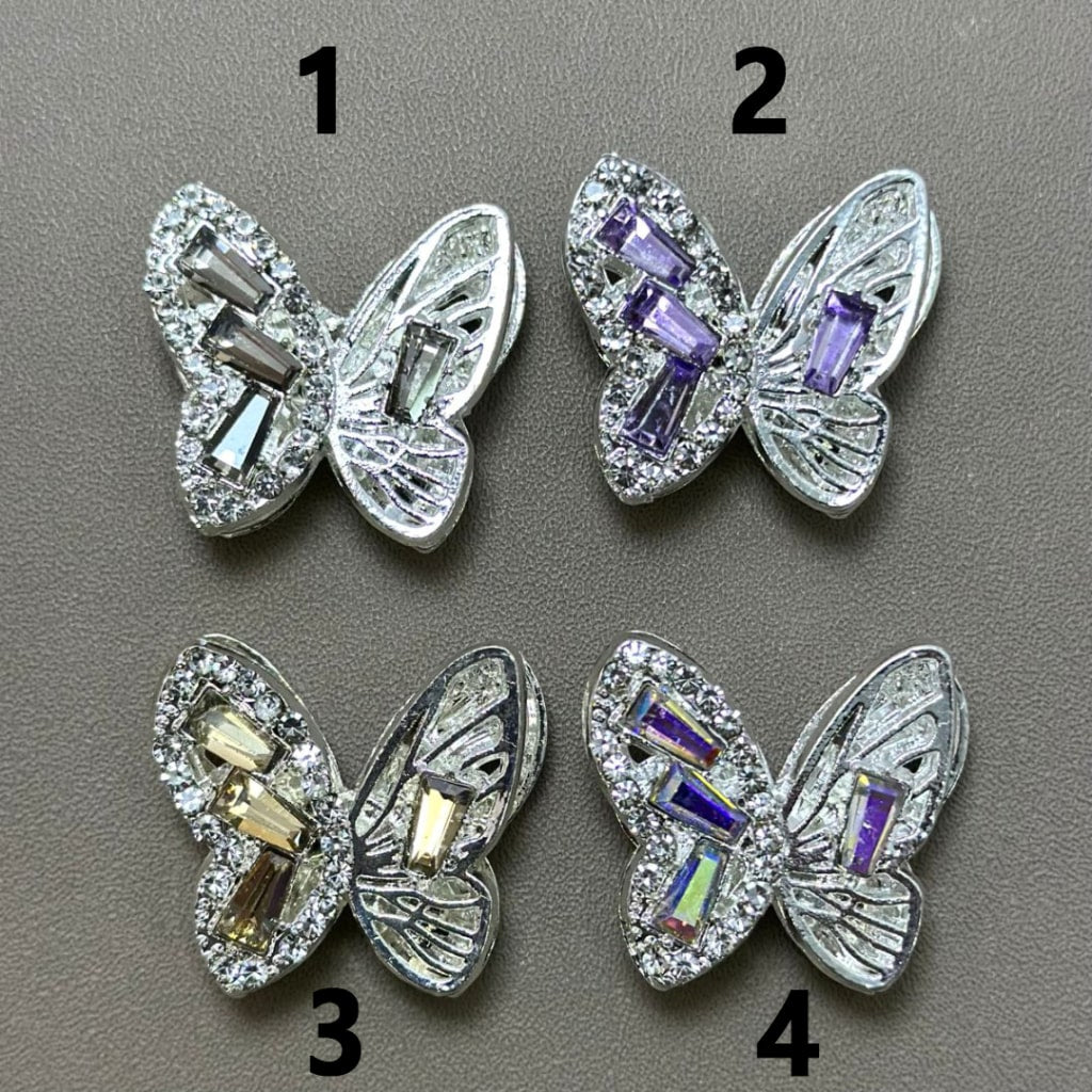 Bling Bling Large Silver Alloy Butterfly with Colorful Rhinestones Beads, 22*22MM, Please Read the Description