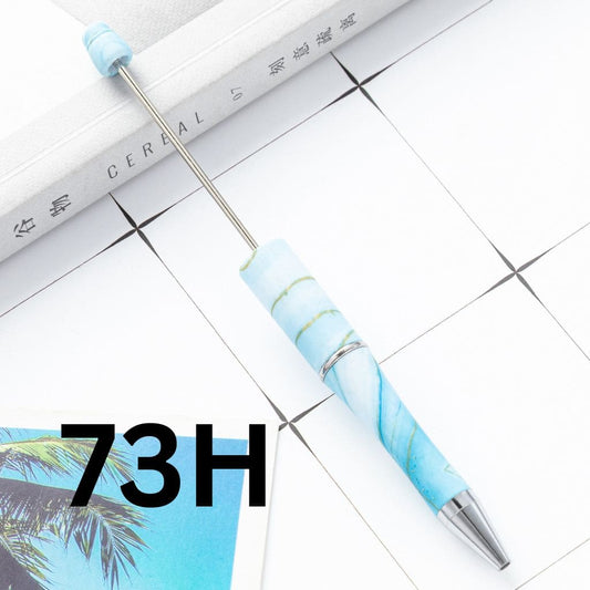 Sky Blue and White Printed Beadable Pens Number 73H