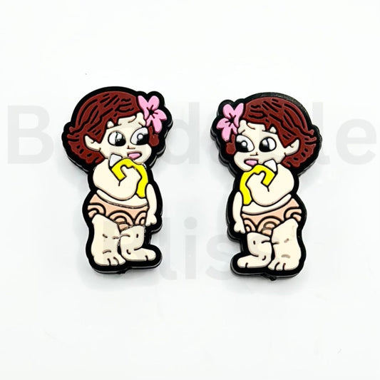 Cute Baby Moan Cartoon Silicone Focal Beads