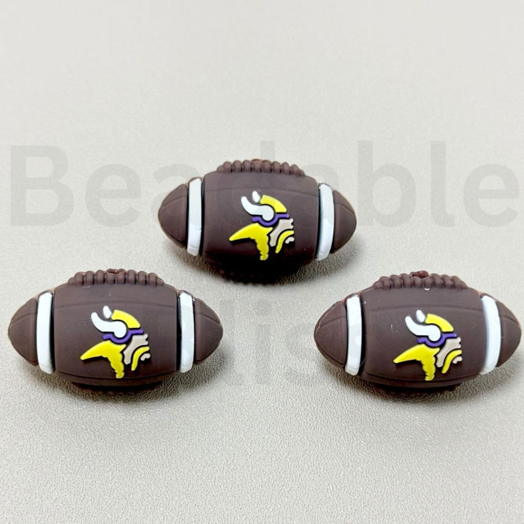 3D USA America Football Minnesota Vikin Team Silicone Focal Beads