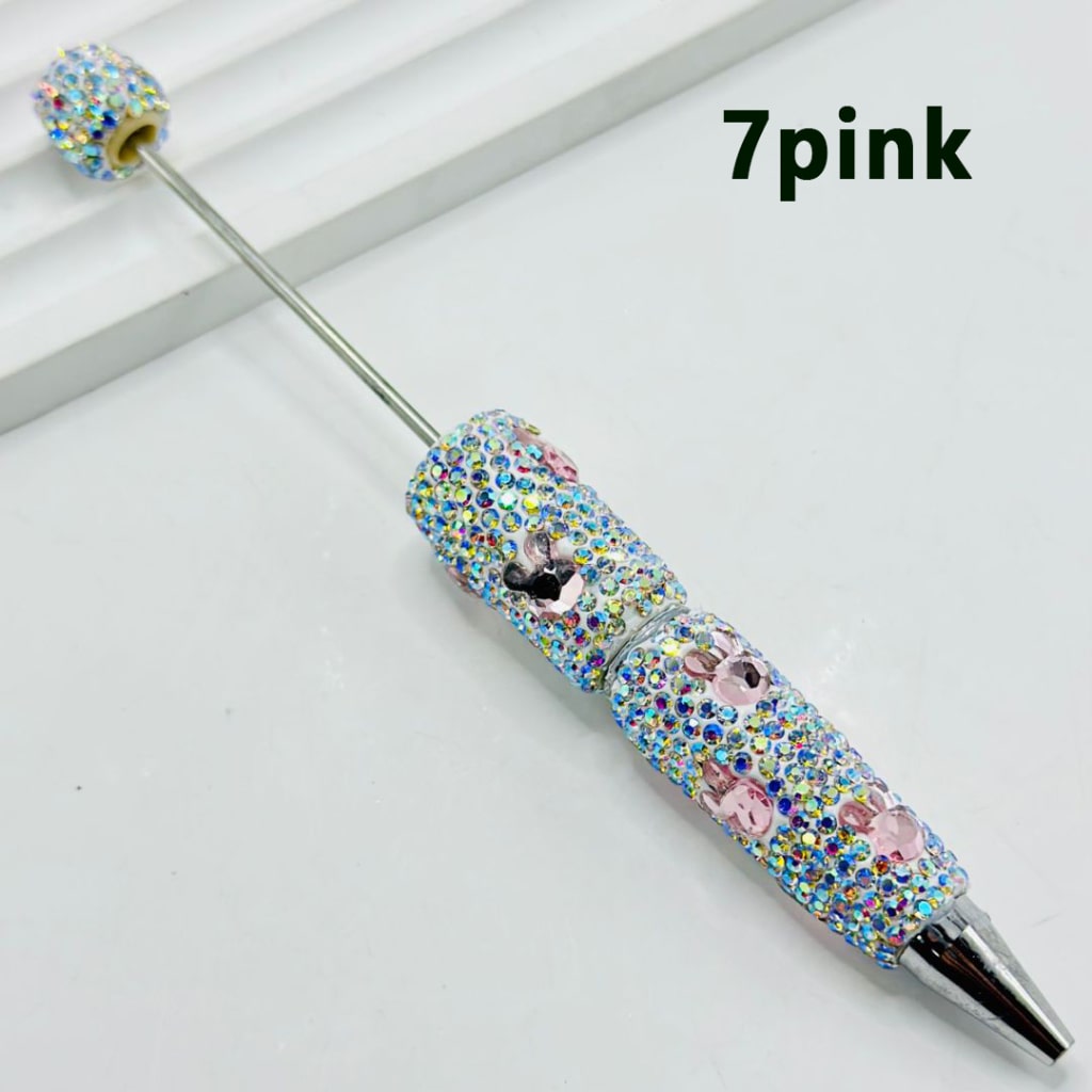 Beadable Clay Pens with AB Color & Colorful Bunny Rabbit Head Rhinestones Covered the Entire Pen