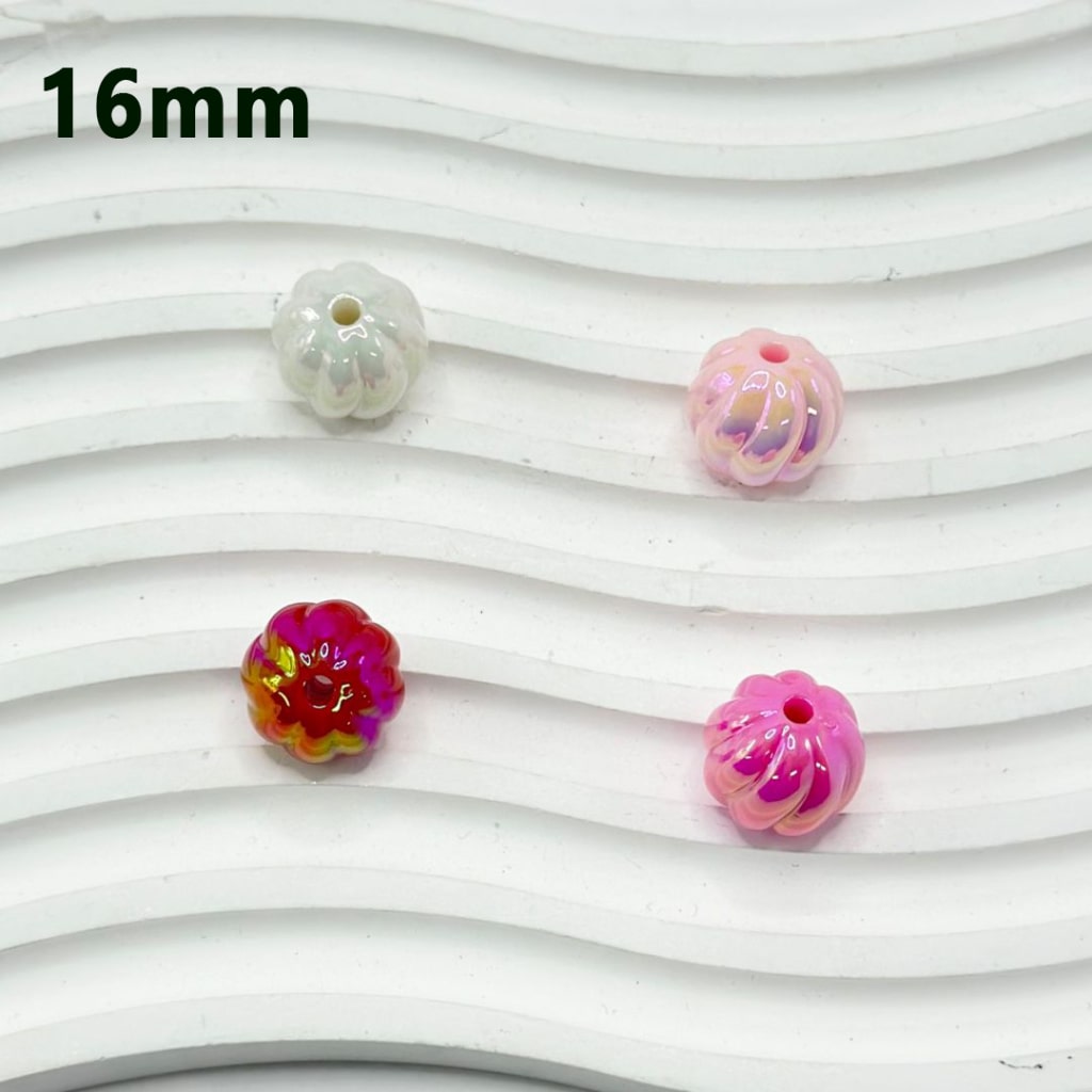 UV Finish Shiny Red Pink White Pumpkin Acrylic Beads, 16MM