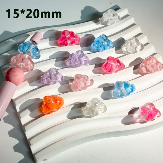 Clear Cute Cloud Acrylic Beads Mini Colorful Cloud Inside, 15*20MM, Please Read the Description