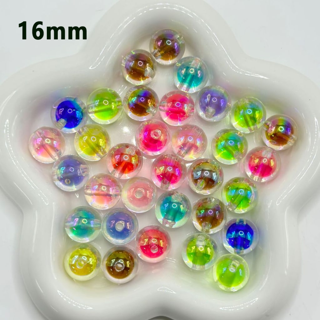 Colorful Double Layer Clear Acrylic Beads, Random Mix Color