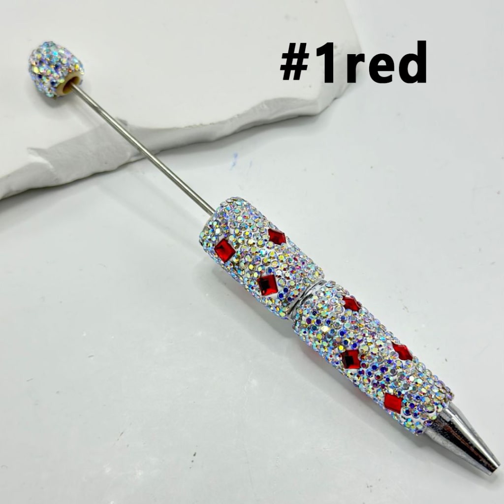 Beadable Clay Pens with Multi-Color Squares Mini AB Rhinestones Covered the Entire Pen