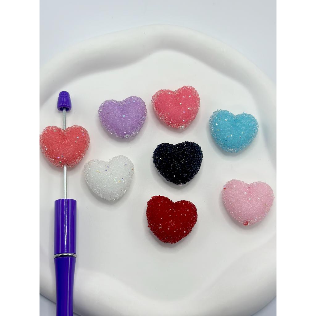 Sugar Heart Acrylic Beads, 24mm by 27mm, Big, Random Mix Color