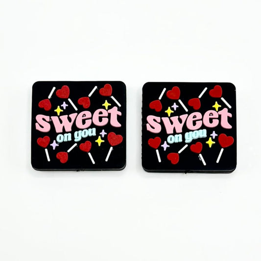 Sweet on You Red Heart Lollipop Star Love Valentines Silicone Focal Beads