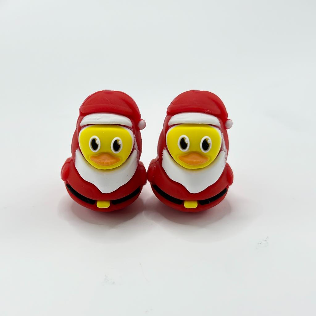 3D Cute Yellow Baby Duck in Christmas Hat Silicone Focal Beads